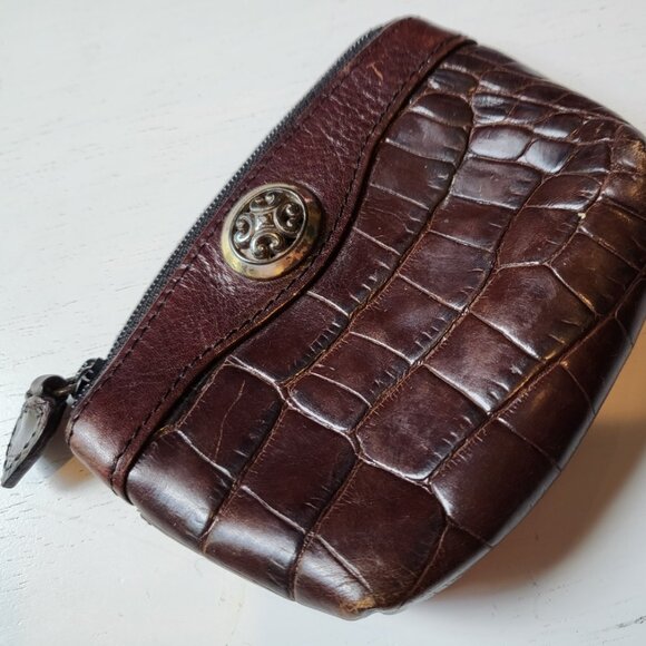 Brighton Card Case Heart Wallet Croc-Embrossed Leather - Picture 2 of 10